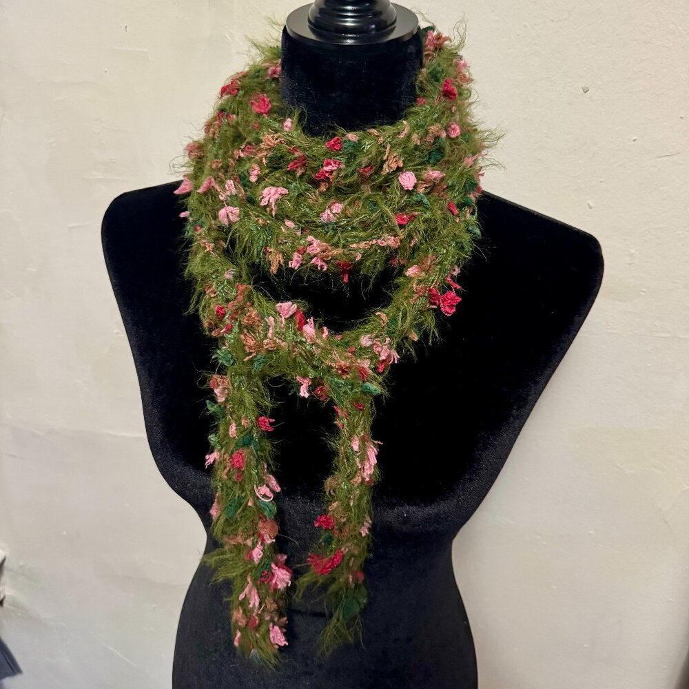 Beautiful Super-Skinny Extra  Long Bohemian One of a Kind Handmade Scarf